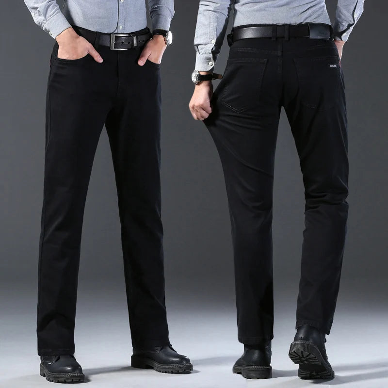 2024 New high-quality Fashion Casual Cotton Business Black  Denim Pants Male Trousers Men's Stretch Regular Fit Jeans
