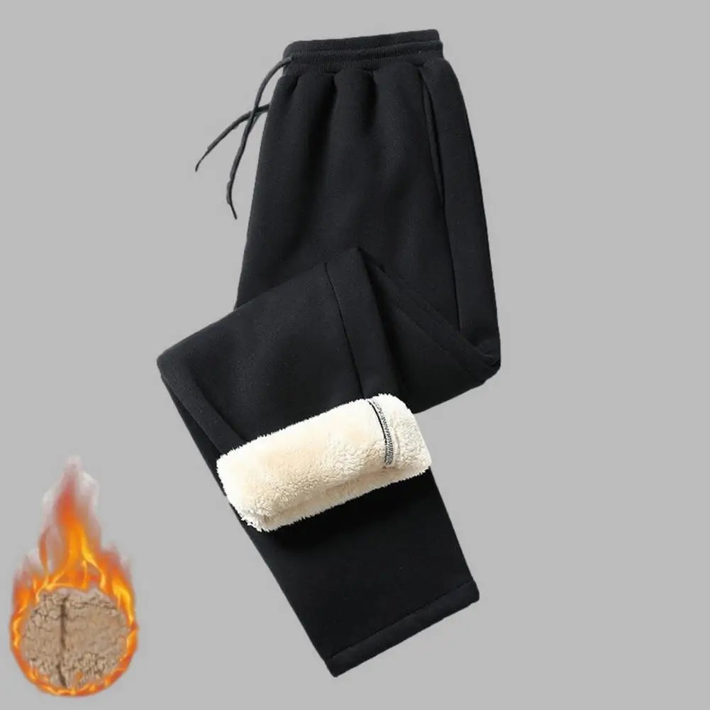 Winter Lambswool Warm Casual Pants Thick Plush Drawstring Men Sweatpants Fitness Jogging Pants Men Fleece Straight Trousers