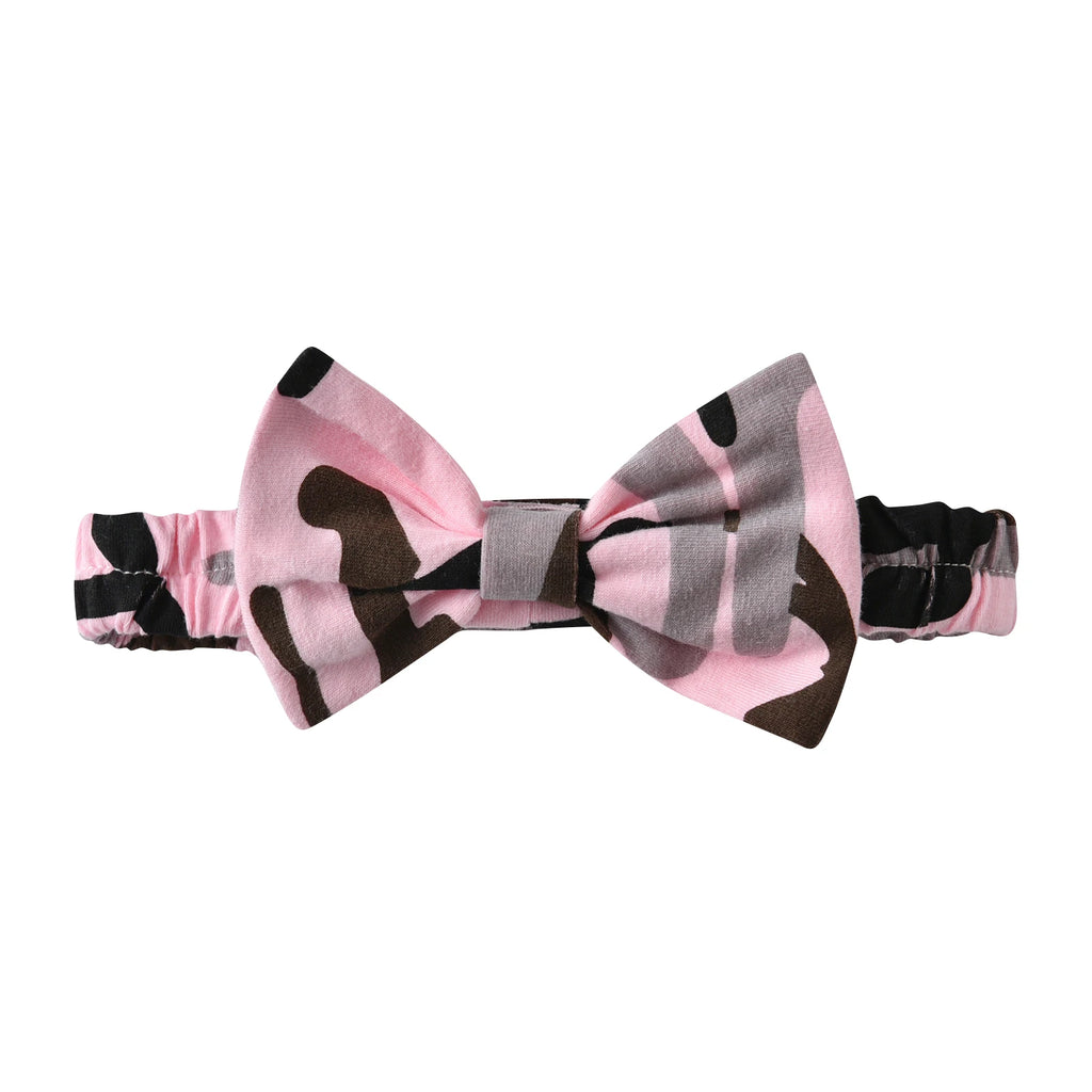 Fashion Infants Girl Baby 3Pcs Clothing Sets Letter Print Bodysuit  Top + Camouflage Long Pants with Bow Headband Newborn Outfit