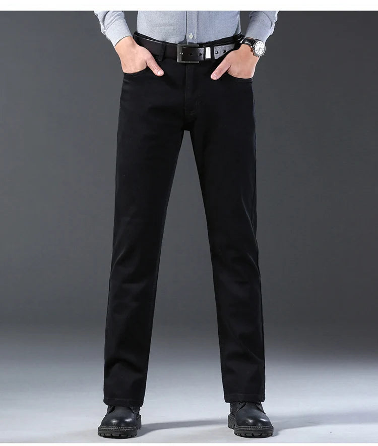 2024 New high-quality Fashion Casual Cotton Business Black  Denim Pants Male Trousers Men's Stretch Regular Fit Jeans
