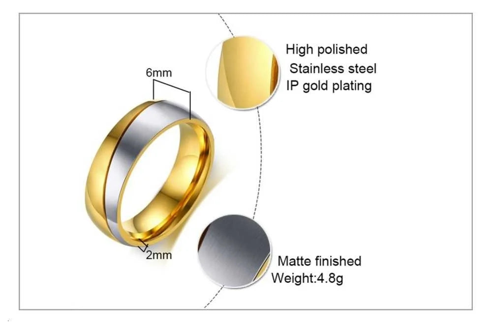 Vnox Temperament Wedding Rings For Women Men CZ Stones Stainless Steel Engagement Band Anniversary Personalized Gift Jewelry