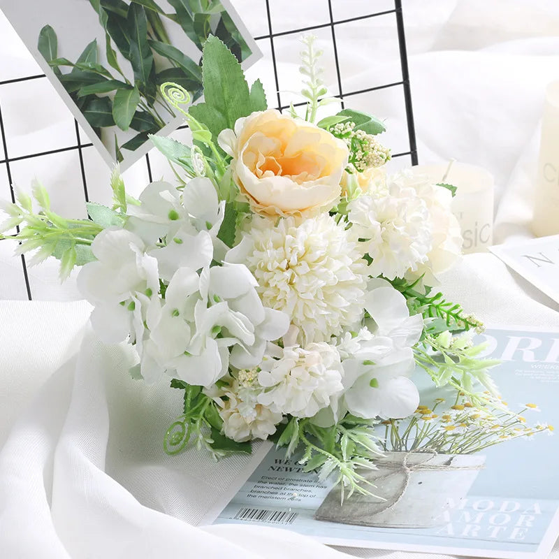 Artificial Flowers Silk Peony For Vase Bride Bouquet Wedding Home Room Table Decoration Fake Floral Hydrangea Gifts
