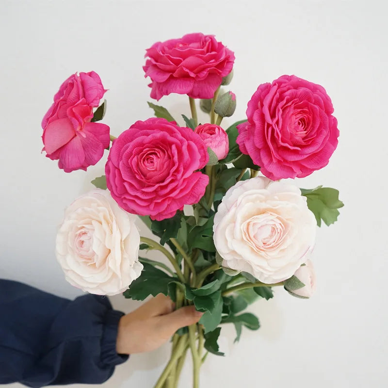 4Pc Hand Feel Moisturizing 3Heads Dew Lotus Artificial Real Touch Flowers Wedding Decor Bridal Bouquet Home Decoration Ornaments