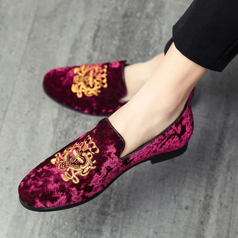 Men's Suede Embroidery Moccasins – Casual Wedding Loafers Big Size