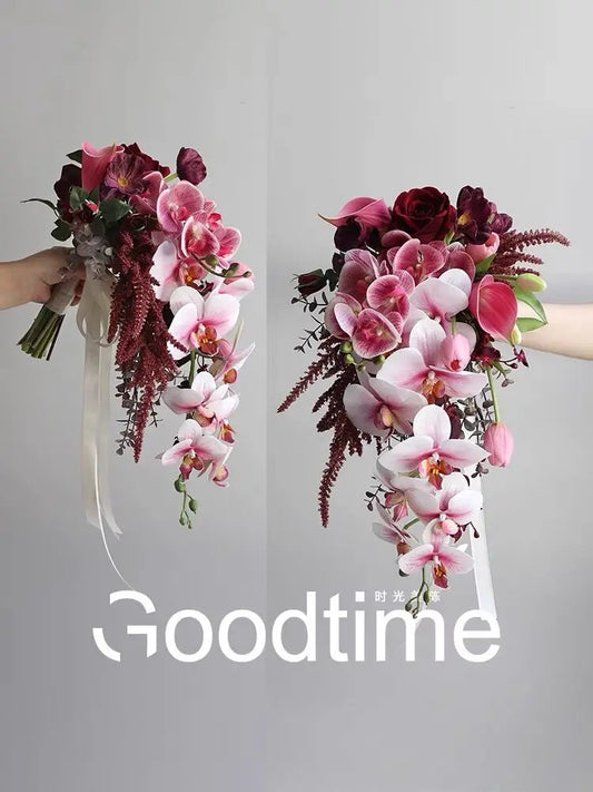 Wedding Bouquet Bridal Artificial Silk Flowers Foam Roses Bouquet Lace Decoration Natural Wedding Flowers