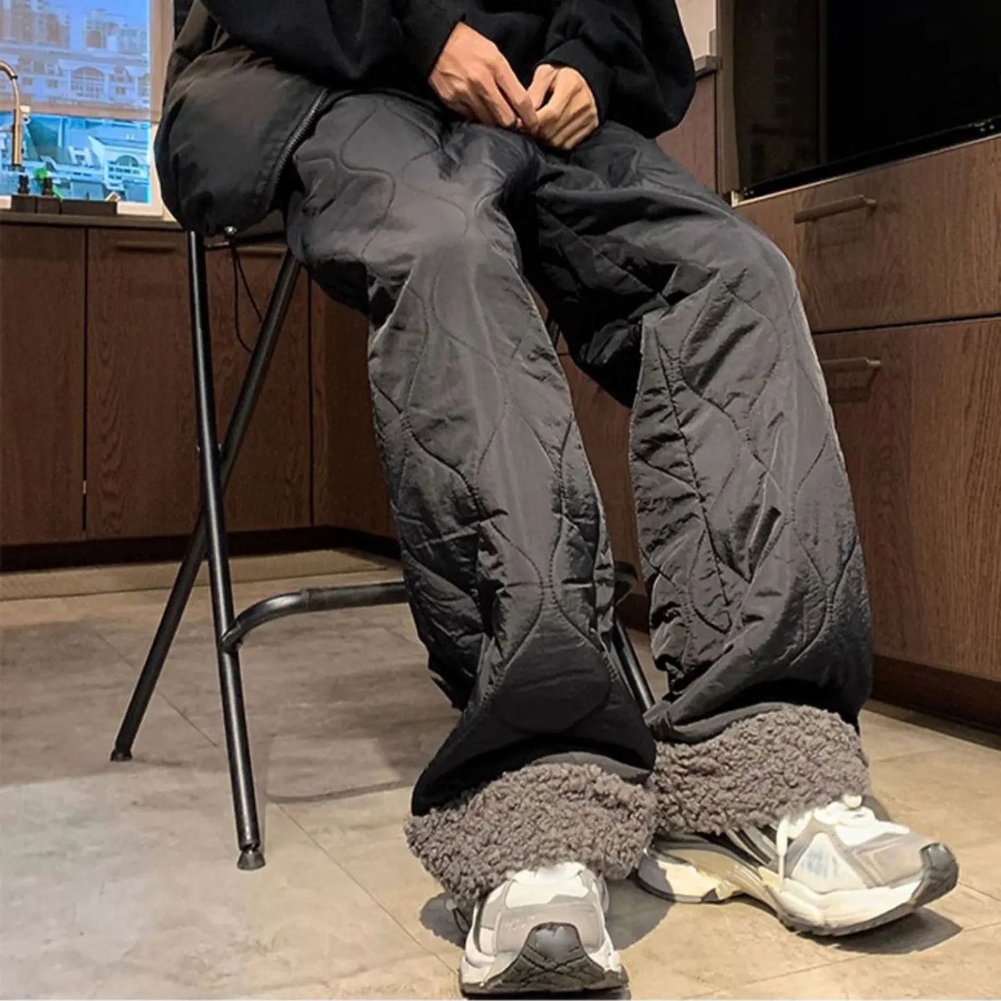 Winter Down Pants Fleeces Lines Windproof Women High Waist Warm Trousers Ultra Warm Water Repellent Loose Trousers 2025