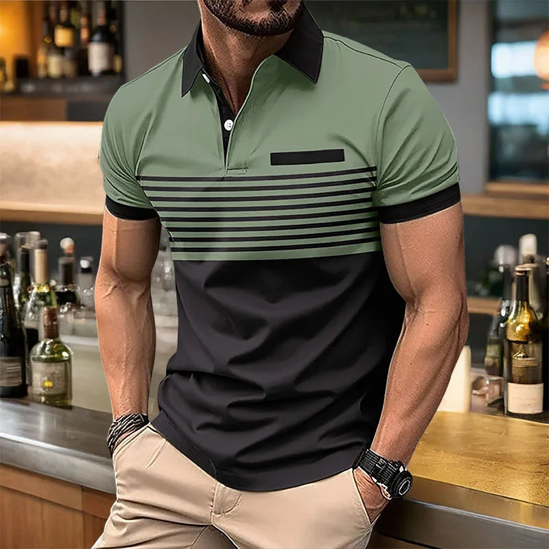 Summer Men's Short sleeved Polo Shirt Business Casual Collar T-shirt Plus Size Breathable Top European and American Plus size