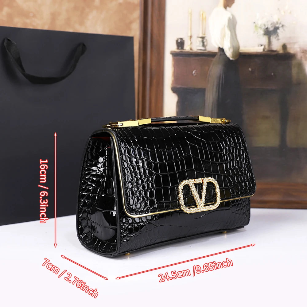2025 New Fashion Crocodile Pattern Handbag High-End Sensation Unique Small Retro Shoulder Crossbody Bag Versatile Stylish Mini