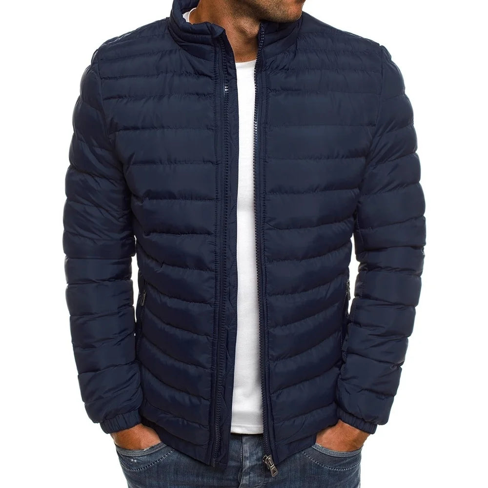 2025 Winter New Thick Men Warm Casual Men's Outwear Coats Solid Stand Collar Male Windbreak Padded Jacket