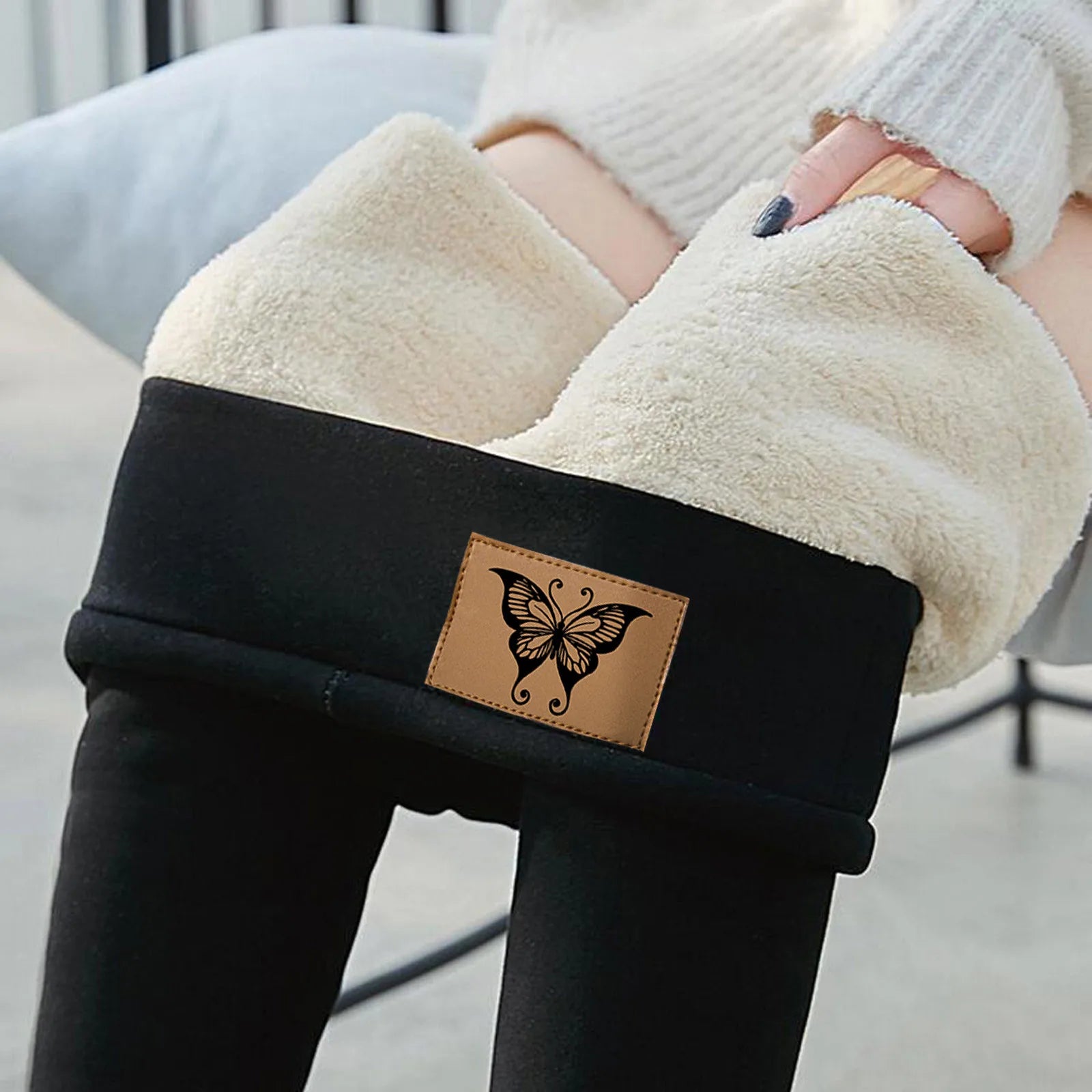 Winter Women Leggings Fleece Lined Velvet Keep Warm Pants High Waist Leggings Solid Color Comfortable Stretchy Thermal Trousers