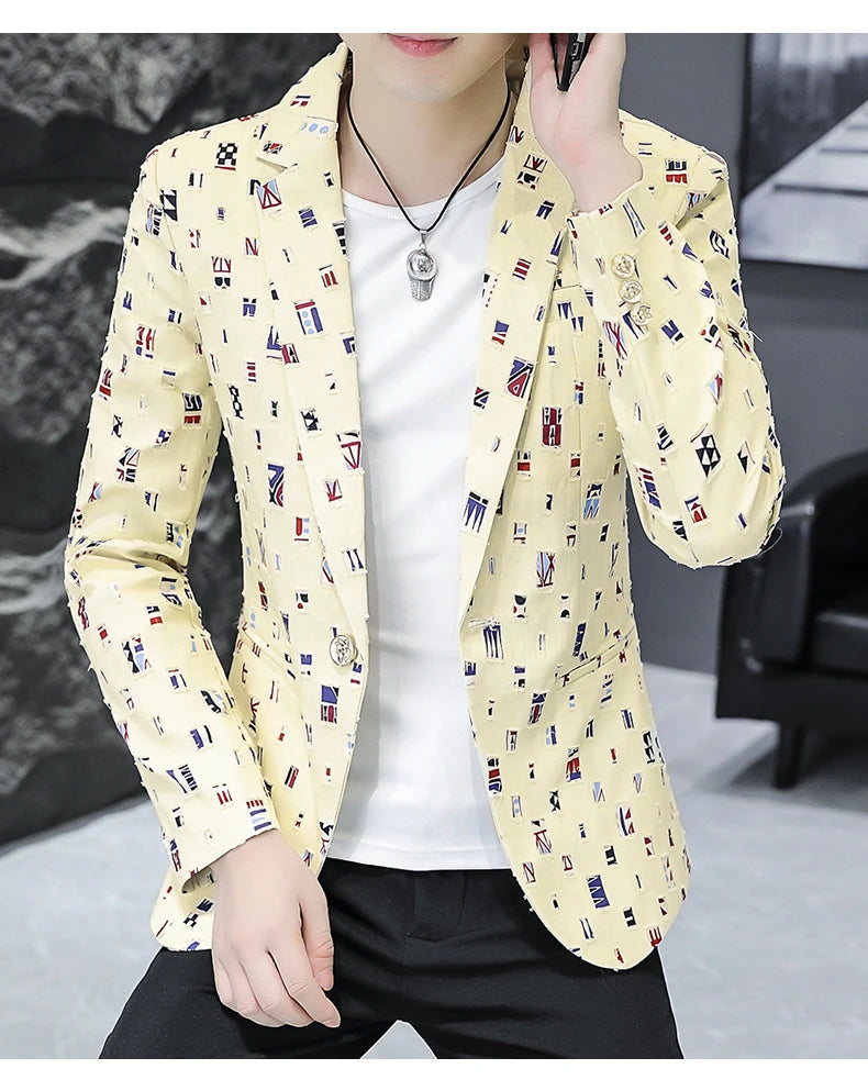 2024 Autumn Suit Men's Youth Slim Fashion Handsome Trend with Korean Version of A Small Suit Formal Single West Coat  M-4XL