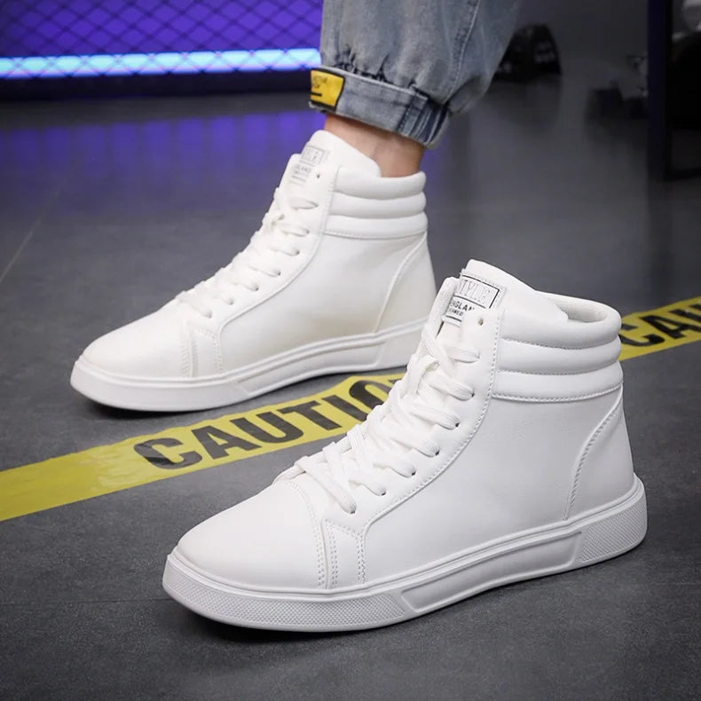 2025 Spring Fashion Red Men's Sneakers High Top Skateboarding Shoes for Men Women Comfortable Unisex Leather Sneakers Size 35-46