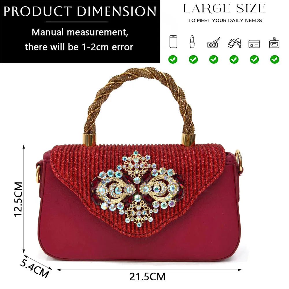 Italian 2024 Fashion Design Diamond Chain Full Diamond Bag And Pointed High Heels Noble And Generous Decoration Full Diamond