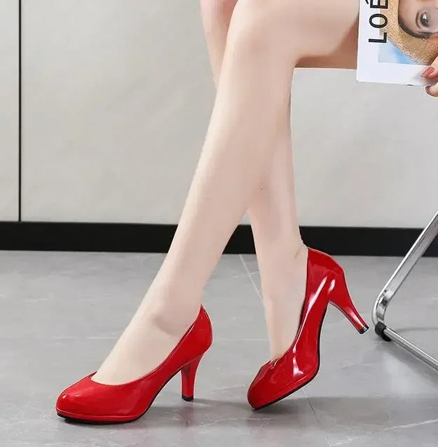 High Heels Shoes Women White Wedding Shoes Thick High Heels Fashion Party Pumps Footwear Yellow Red Big Size 35-41