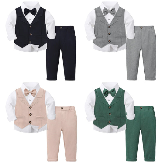 Toddler Suit Baby Boys Easter Outfit kids Christening Baptism Set Formal Wedding Birthday Party Gift Chirtmas Halloween Tuxedo