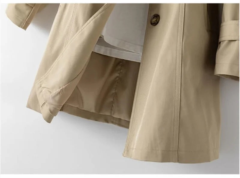 2025 New Spring Autumn Trench Coat Women Korean Double Breasted Mid-Long Female Trench Coat Overcoat Windbreaker Ladies Outerwea