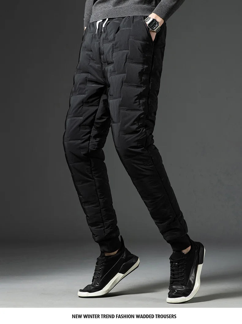 2025 Winter Warm Pants Men's Thicken Dowm Cotton Pants Outdoor Casual Joggers Pants Windproof Waterproof Thermal Trousers Male