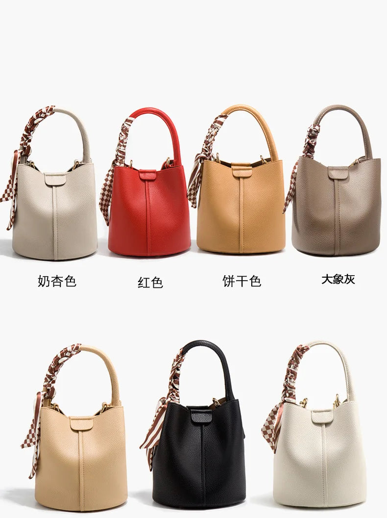 Luxury Top Handle Bag Women Crossbody Shoulder Bags Bucket Portable Tote Bag PU Leather Ladies Hand Bag Designer