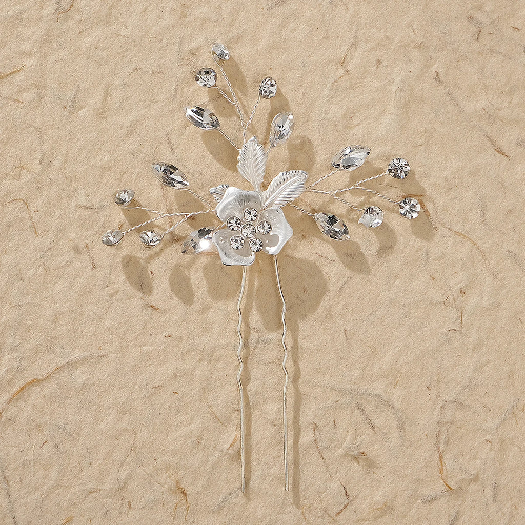 Fashion Pearl Rhinestone Flower Hair Pins barrette Bride Wedding Jewelry Accessories Hair Clips Headpiece For Women