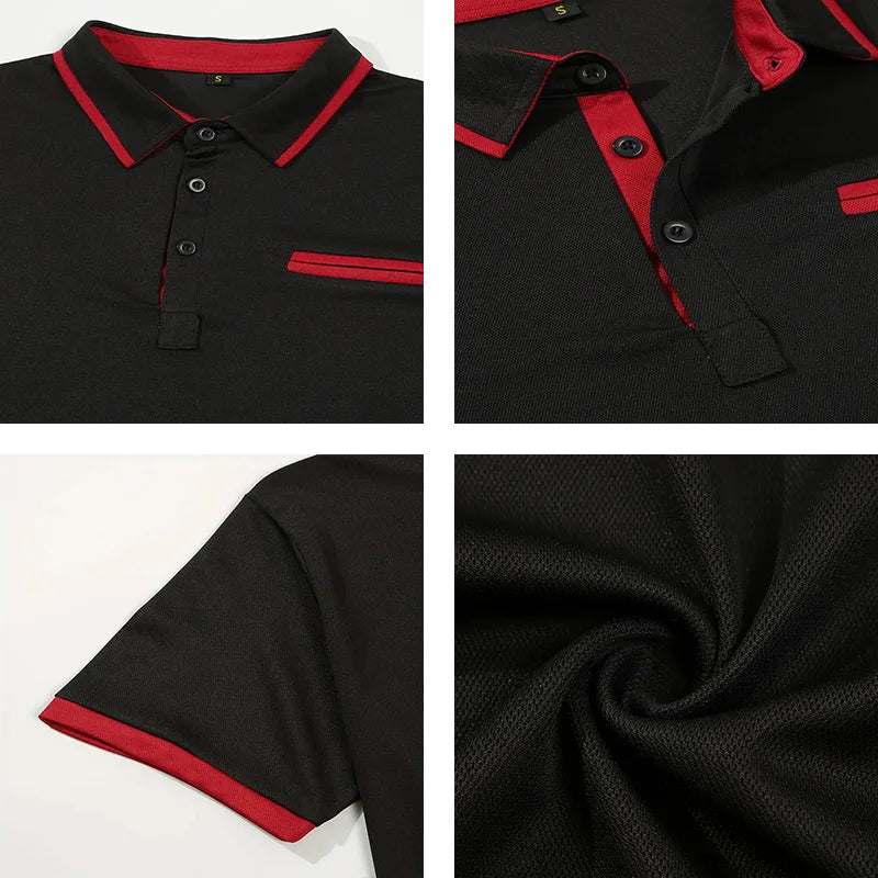 Summer Men's Short sleeved Polo Shirt Business Casual Collar T-shirt Plus Size Breathable Top European and American Plus size