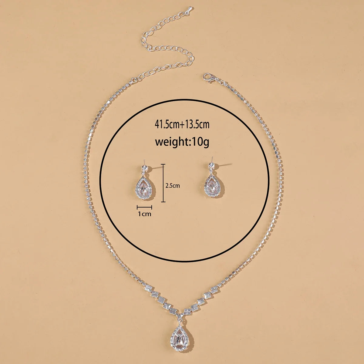 3PC  Jewelry Sets Wedding Season Women's Fashion Droplet Necklace and Earring Set Banquet Party Accessories