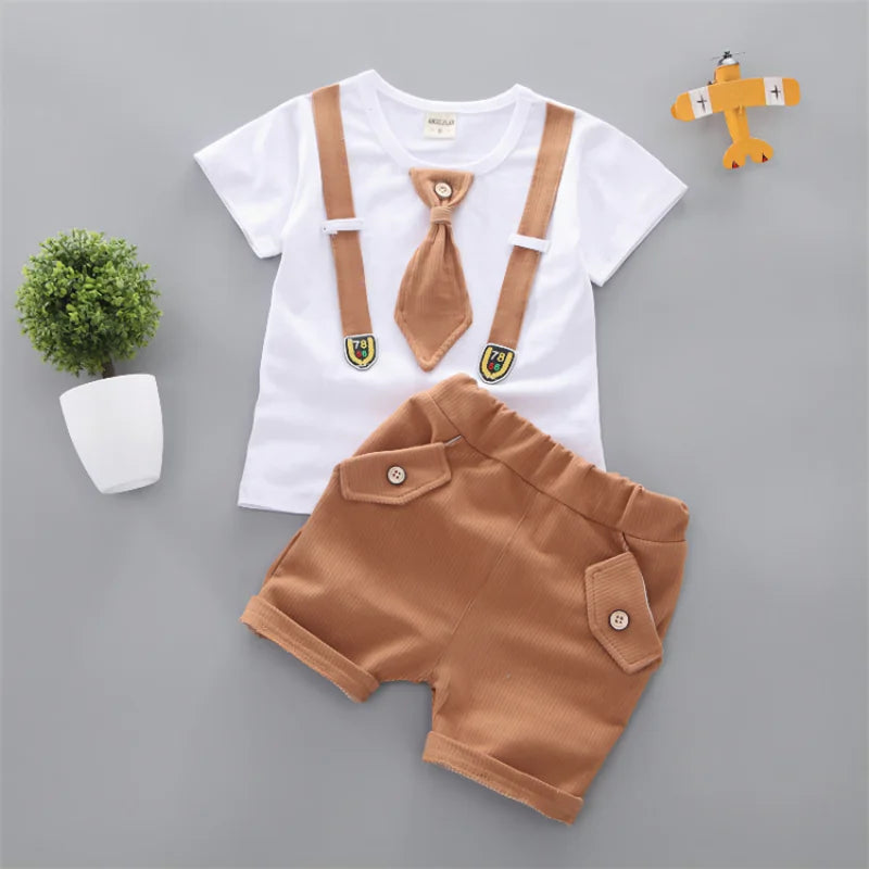 Summer Baby boys Clothing Suits Handsome Fashion Children's girls Short-Sleeved  + Shorts Clothes 2 pcs Set