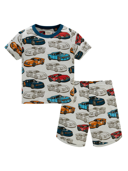 Summer children's clothing set for boys and girls aged 1-8, sleepwear set, cotton full printed cartoon 2ps, comfortable pajamas