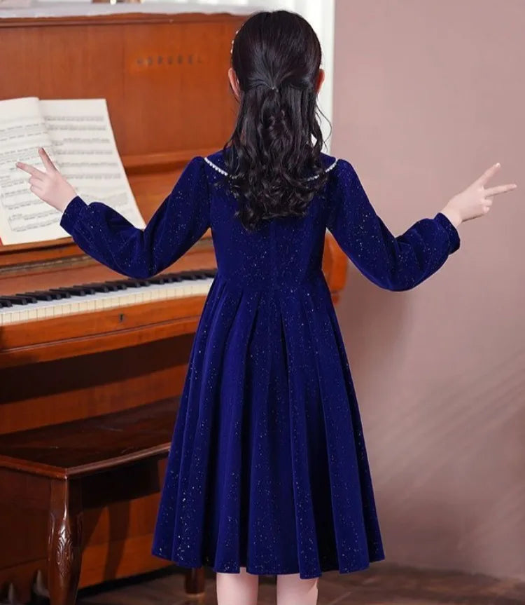 Girls' 2025 Spring New Arrival Long Sleeve Sweet Princess Gown - Trending Chic Dress for Big Kids 4-12 Years Old