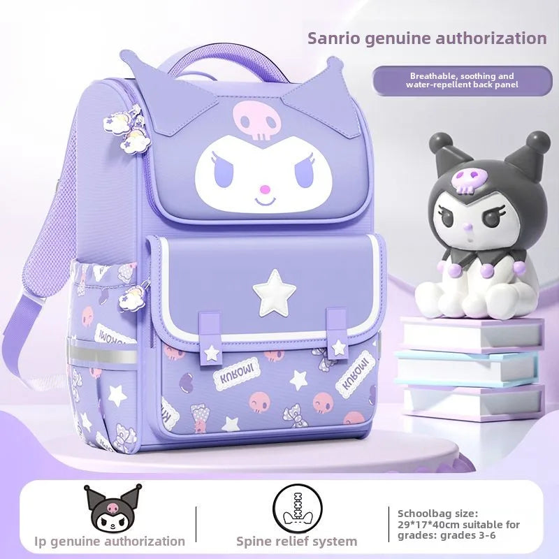 Cute Sanrio cartoon My Melody Kuromi Hello Kitty backpack Student large capacity spine protection and burden reduction backpack