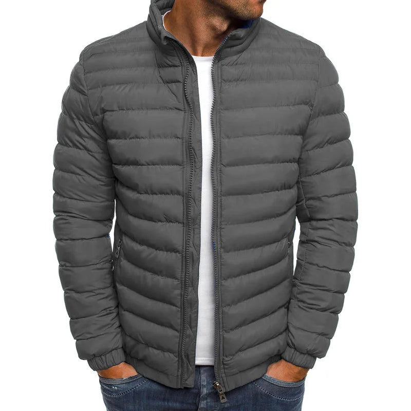 2025 Winter New Thick Men Warm Casual Men's Outwear Coats Solid Stand Collar Male Windbreak Padded Jacket