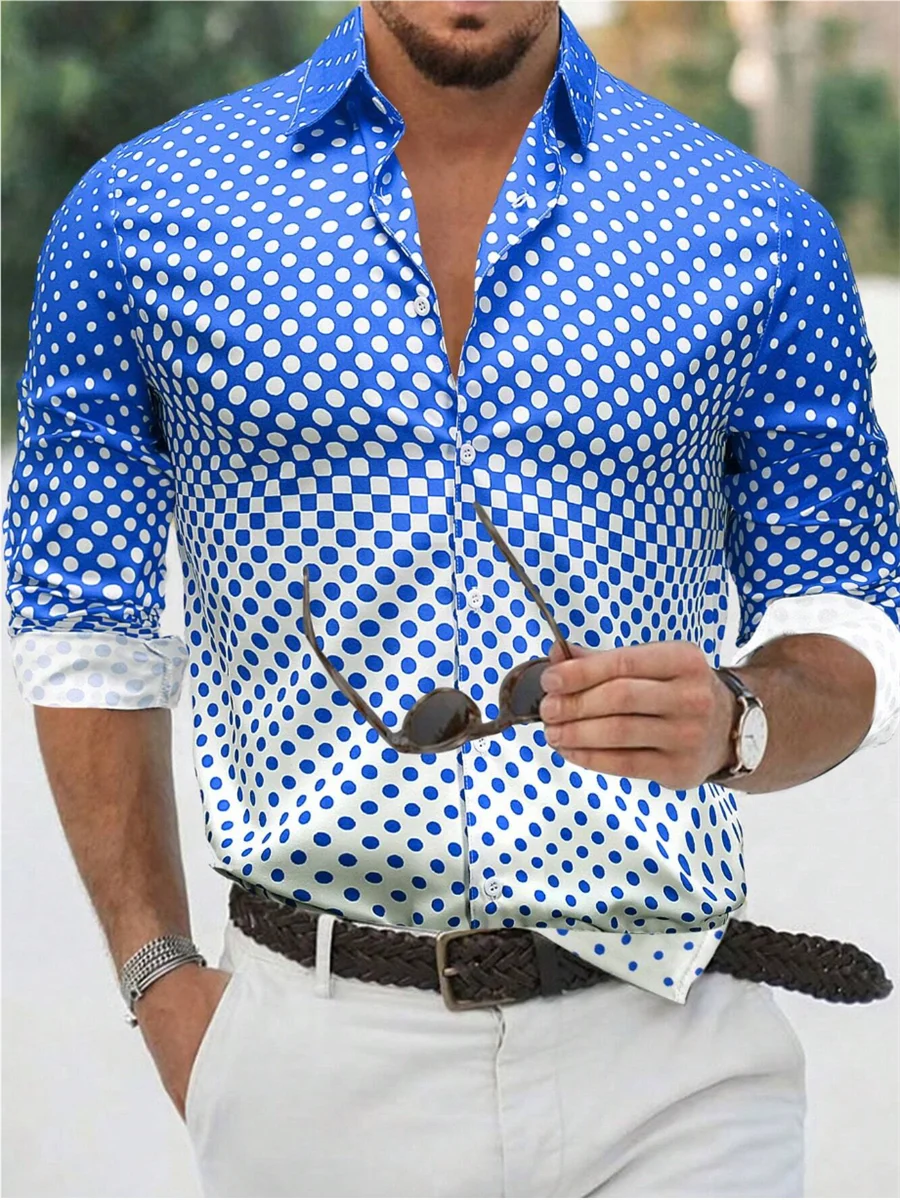 Men's long sleeved shirt polychrome Gradient pattern 3D printed top for spring and autumn new fashion  men's unisex clothing