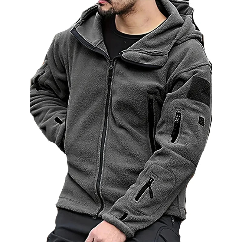 Men's Winter Warm Fleece Wool Windproof Waterproof Hiking Jacket Outdoor Hooded Ski Mountaineering Jacket