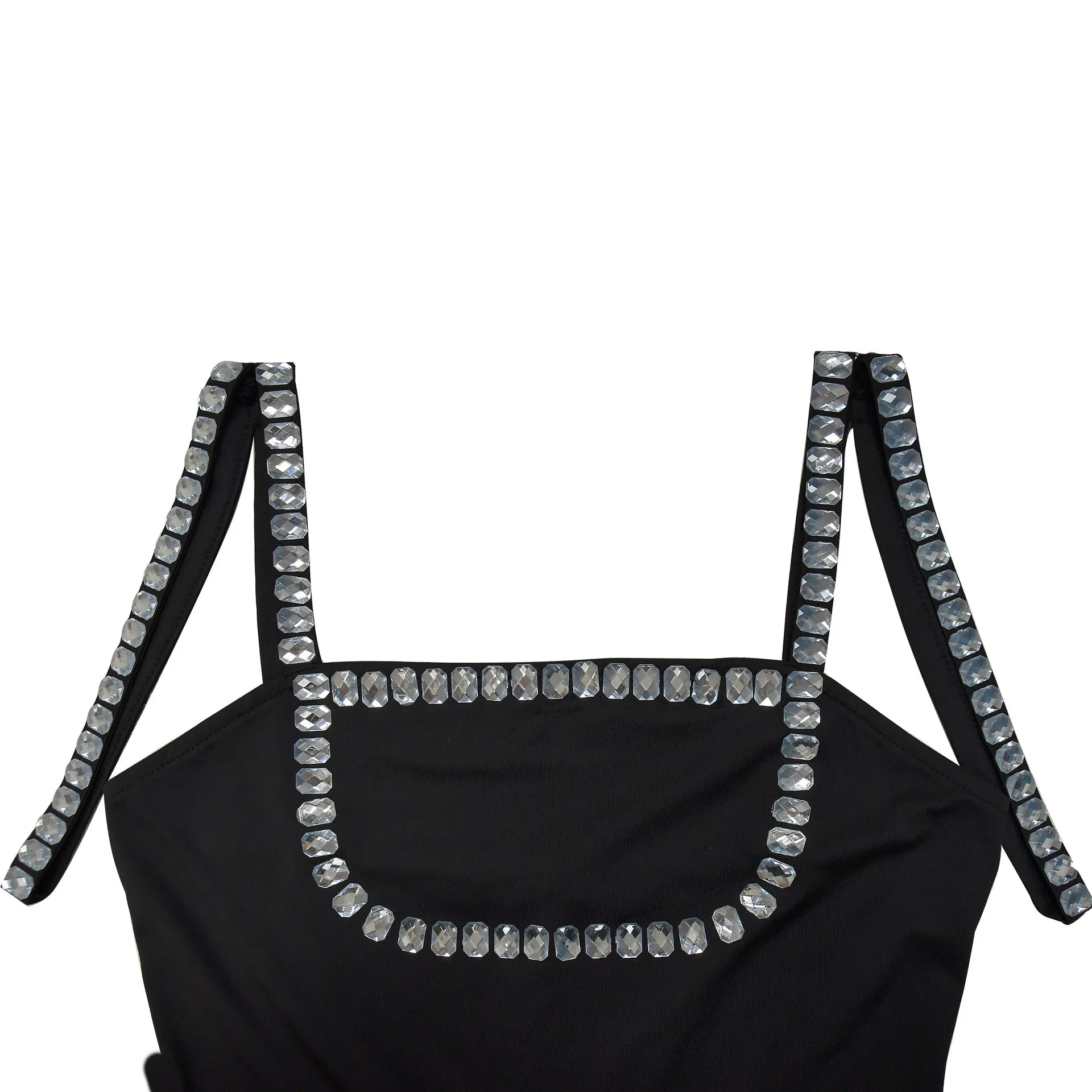 CM.YAYA Women Diamonds Hot Rhinestones Sexy Strap Long Sleeve Jumpsuits Streetwear Club One Piece Overall Rompers with Gloves