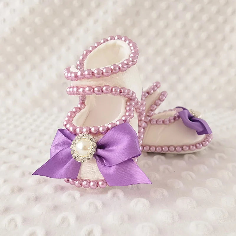 Dollbling Baby Shoes Baby Girl Shoes Wedding Party Photography First Walker Sewing Pearls