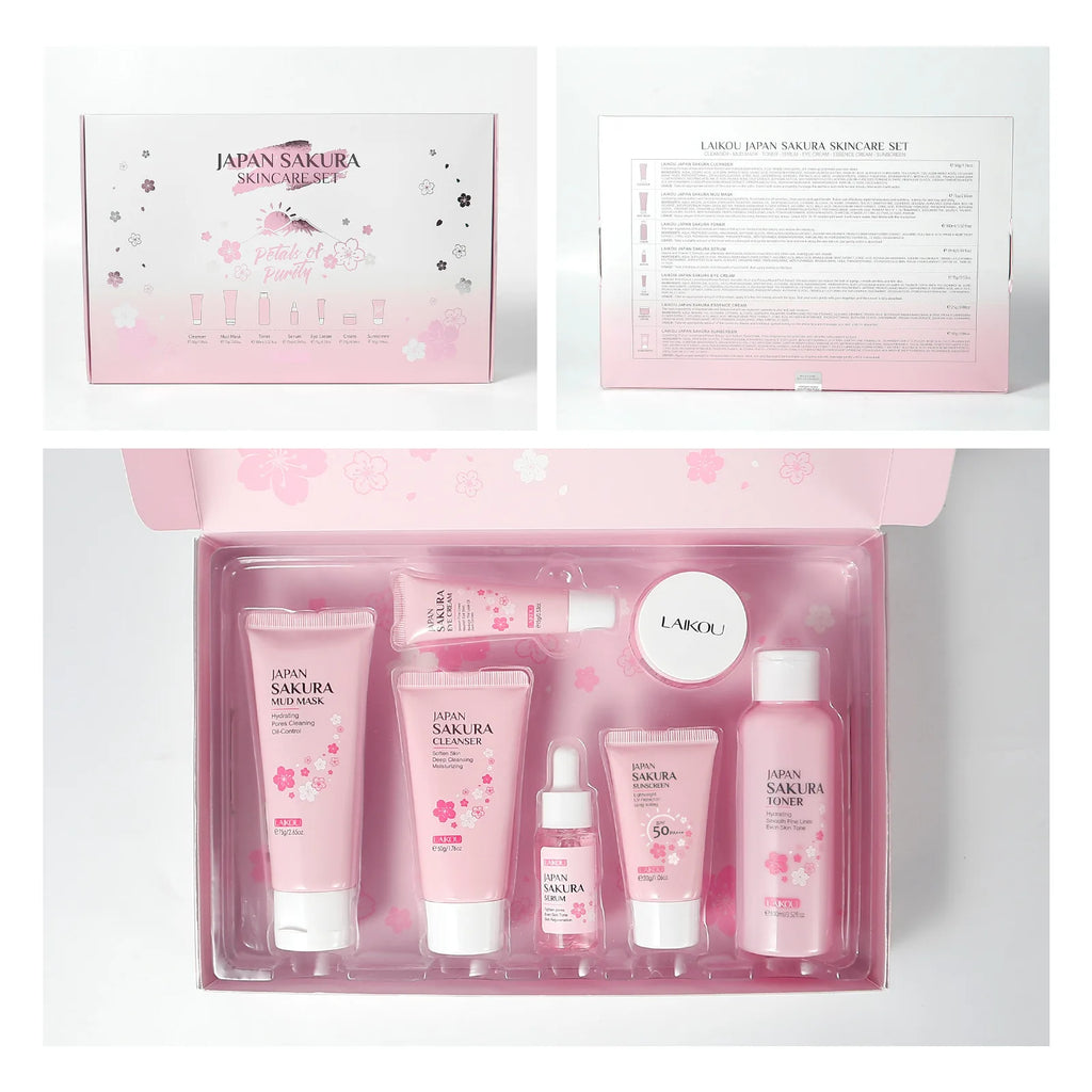 LAIKOU cleansing Laikou moisturizing hydration Japan Cherry Blossom Skincare 7-piece Mud Mask Edition Facial Care Set