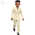 Boys 2-Piece Double Breasted Tuxedo Suit – Slim Fit Formal Suit | Sizes 2T–16T | 18 Colors | Custom Sizing Available