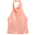 TRAF Satin Skirt Set Elegant Women's Sets Backless Halter Top Woman 2 Piece Set Outfit Fashion Midi High Waist Wrap Skirt Suits