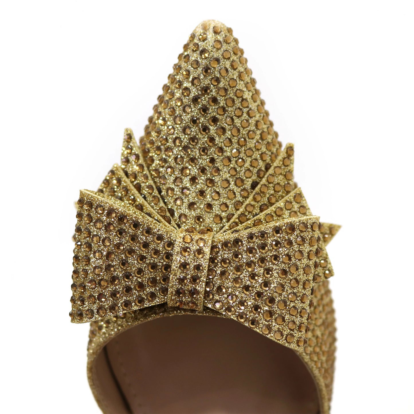 Venus Chan Bridal High Heels for Women 2023 Pointed Toe With Bows Gold Color Rhinestone  Elegant Party Wedding Shoe and Bag Set