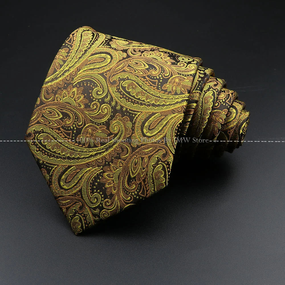 New Design Wedding Men Tie Brown Solid Striped Paisley Flower Neckties Men Business Dropshipping Groom Collar Accessories Gift