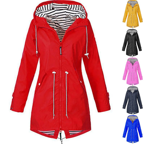 2025 New Long-sleeved Raincoat Zipper Women's Jacket Outdoor Hooded Mountaineering Jacket Waterproof and Windproof Coats