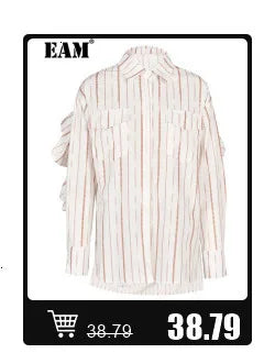 [EAM] Women Beige Irregular Hem Buckle Long Elegant Blazer New Lapel Long Sleeve Jacket Fashion Tide Spring Autumn 2025 CPDB133