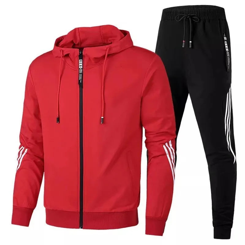 Men's Leisure Sports Set 2025 Spring and Autumn Solid Color Fashion Zipper Coat Men's Running Sports 2-piece Set