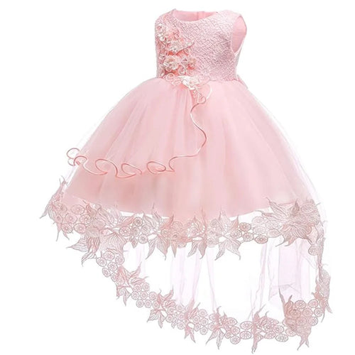Baby First Baptism Dresses Lace Long Tailing dress Girls Elegant Embroidery Wedding Party Gown Bridesmaid Kids Clothes 3 6 month