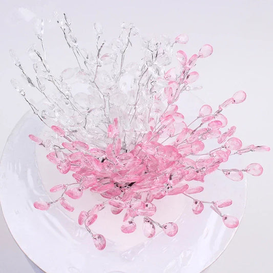 20Pcs Acrylic Flower Branch Artificial Flower Bouquet Crystal Flowers Colorful String Wedding Party Home Craft Decoration Crafts