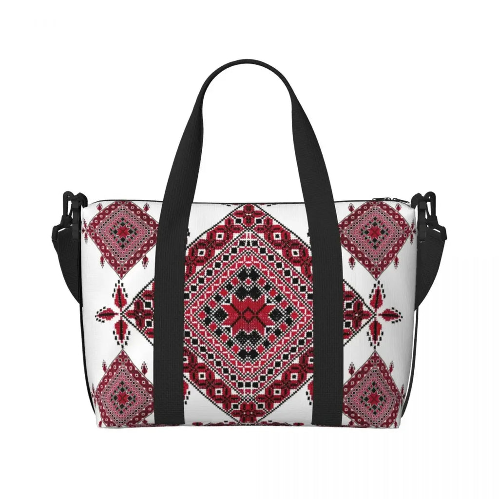 Custom Arabic Calligraphy Name With Palestinians Flag Hand Grocery Tote Shopping Bag Women Large Capacity Beach Gym Travel Bags