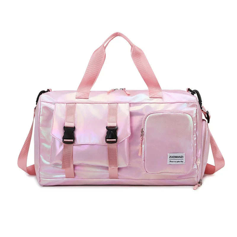 Pearl Glossy Gym Bag Women Fitness Training Handbag Waterproof Yoga Bags Wet Dry Separation Swimming Pack Female Travel Tote Bag