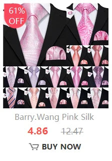 Barry.Wang Gold Silk Mens Tie Hanky Cufflinks Set Yellow Beige Orange Luxury Jacquard Necktie For Male Wedding Business Party