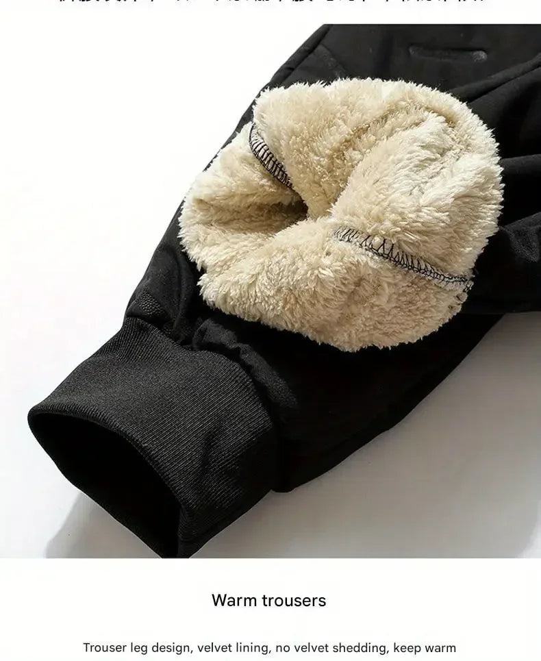 Winter Sweatwear Men Plush Thick Fleece Sweatpant Lambswool Thermal Trousers Casual Pants Waterproof Windproof Warm Cotton Pants