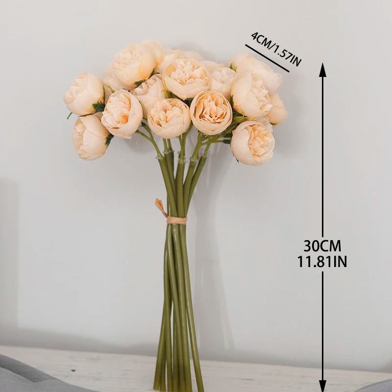 27heads Pink Roses Peony Artificial Flowers Silk Bouquet for Table Vase Arrange Home Wedding Decoration Roses Fake Flowers