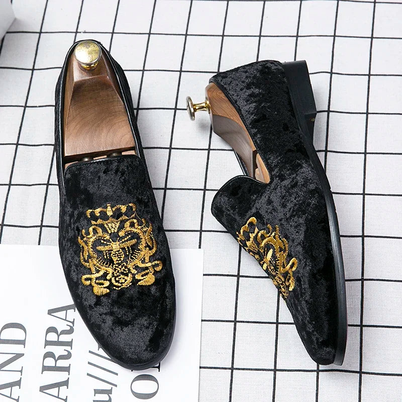 Men's Suede Embroidery Moccasins – Casual Wedding Loafers Big Size